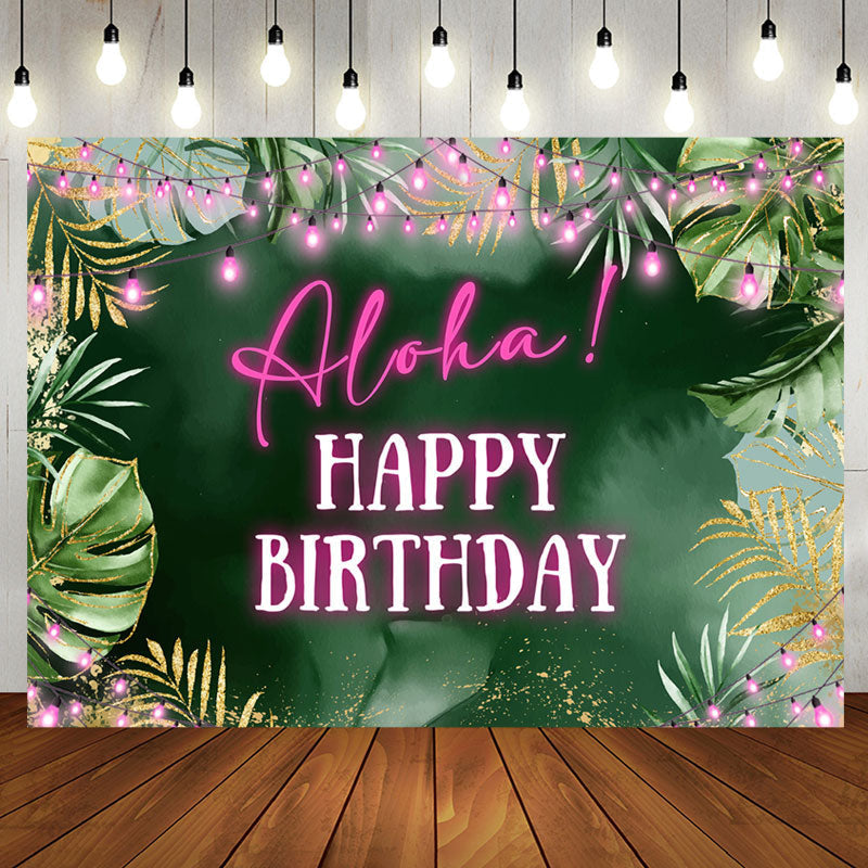 Aperturee - Aloha Greenery Tropical Monstera Birthday Backdrop