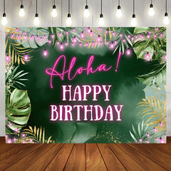 Aperturee - Aloha Greenery Tropical Monstera Birthday Backdrop