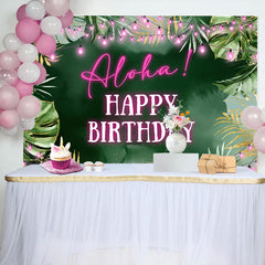 Aperturee - Aloha Greenery Tropical Monstera Birthday Backdrop