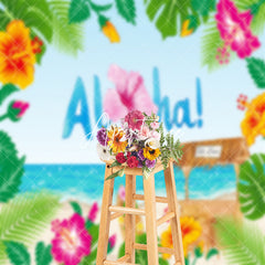 Aperturee - Aloha Monstera Floral Sandy Beach Summer Backdrop