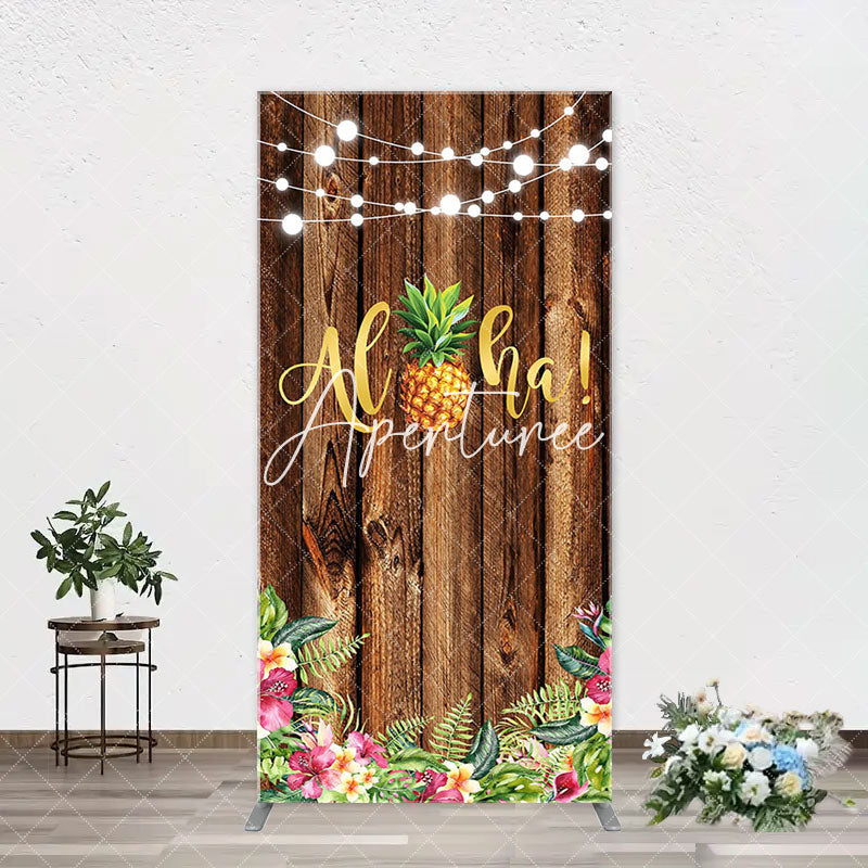 Aperturee - Aloha Pineapple Brown Wooden Arch Summer Backdrop