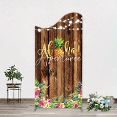 Aperturee - Aloha Pineapple Brown Wooden Arch Summer Backdrop