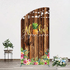 Aperturee - Aloha Pineapple Brown Wooden Arch Summer Backdrop