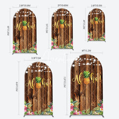 Aperturee - Aloha Pineapple Brown Wooden Arch Summer Backdrop