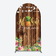 Aperturee - Aloha Pineapple Brown Wooden Arch Summer Backdrop