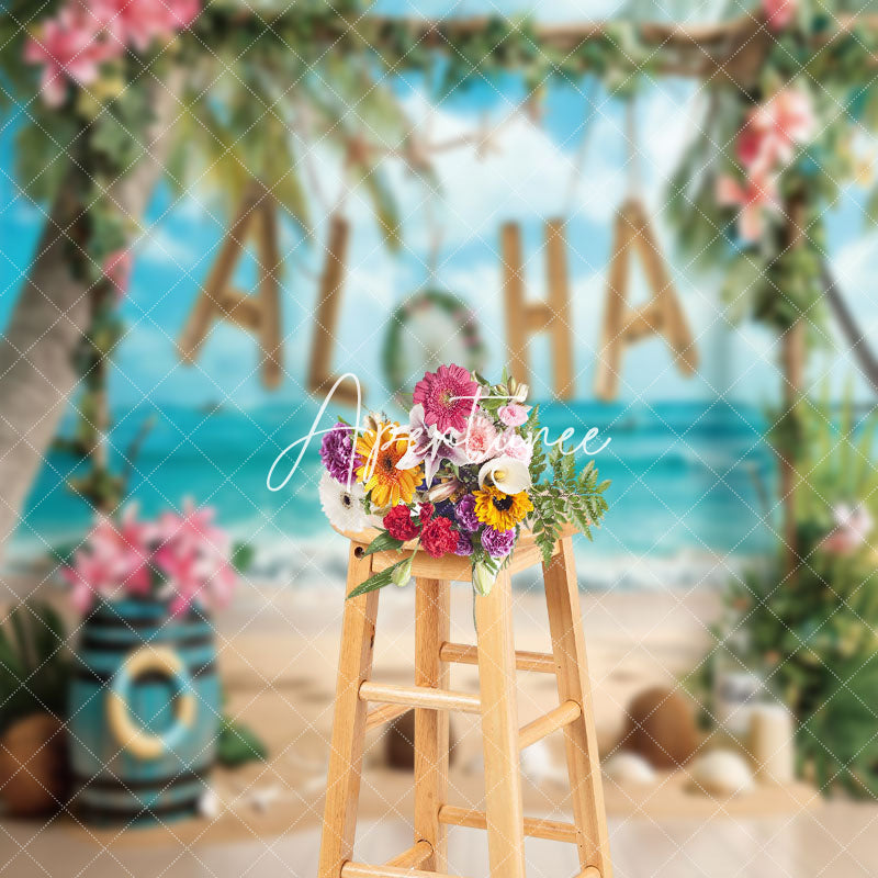 Aperturee - Aloha Sandy Beach Summer Backdrop For Photography