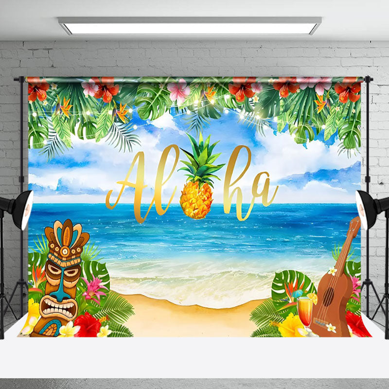 Aperturee - Aloha Summer Tropical Flowers Beach Party Backdrop