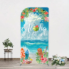 Aperturee - Aloha White Cloud Sky Floral Arch Summer Backdrop