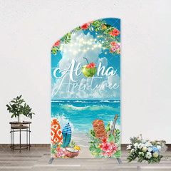 Aperturee - Aloha White Cloud Sky Floral Arch Summer Backdrop