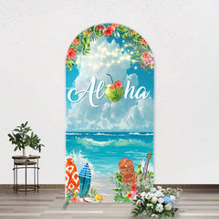 Aperturee - Aloha White Cloud Sky Floral Arch Summer Backdrop