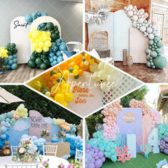 Aperturee - Aloha White Cloud Sky Floral Arch Summer Backdrop