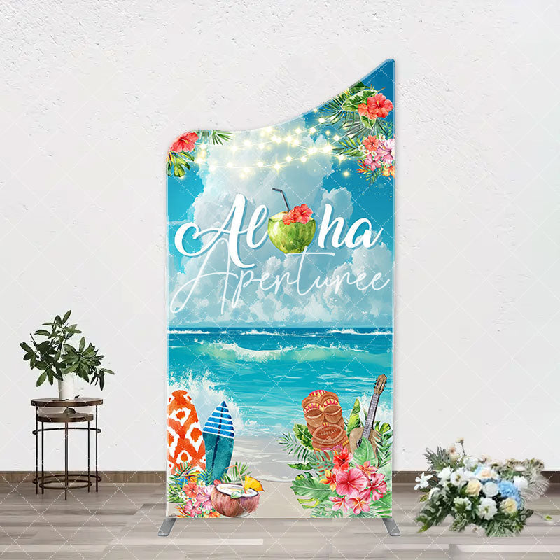 Aperturee - Aloha White Cloud Sky Floral Arch Summer Backdrop