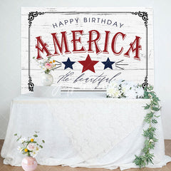 Aperturee - America Star Retro Grey Wood Grain Birthday Backdrop