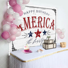 Aperturee - America Star Retro Grey Wood Grain Birthday Backdrop