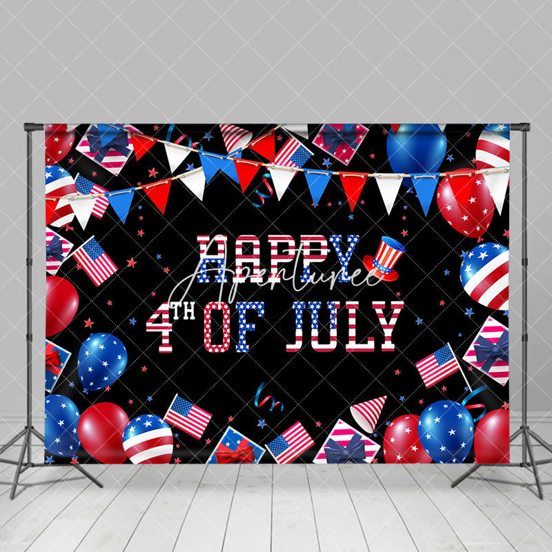 Aperturee - American Flag Balloon Happy 4Th Of July Backdrop