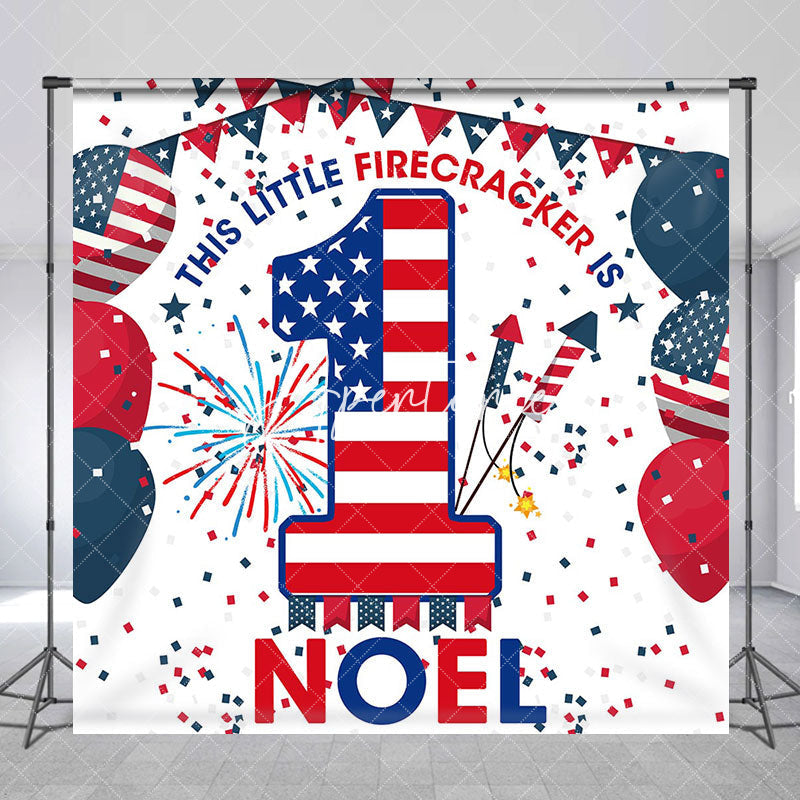 Aperturee - American Flag Balloons Custom 1st Birthday Backdrop