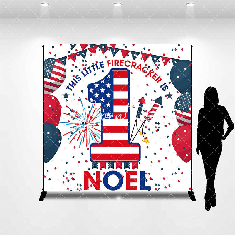 Aperturee - American Flag Balloons Custom 1st Birthday Backdrop