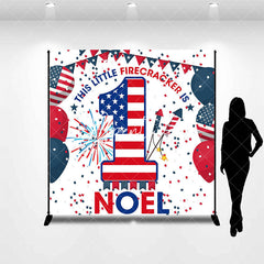 Aperturee - American Flag Balloons Custom 1st Birthday Backdrop