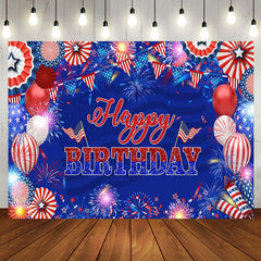 Aperturee - American Flag Balloons Sparkle Birthday Bakcdrop