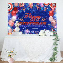 Aperturee - American Flag Balloons Sparkle Birthday Bakcdrop