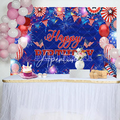 Aperturee - American Flag Balloons Sparkle Birthday Bakcdrop