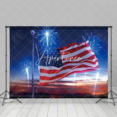 Aperturee - American Flag Blue Spark Independence Day Backdrop