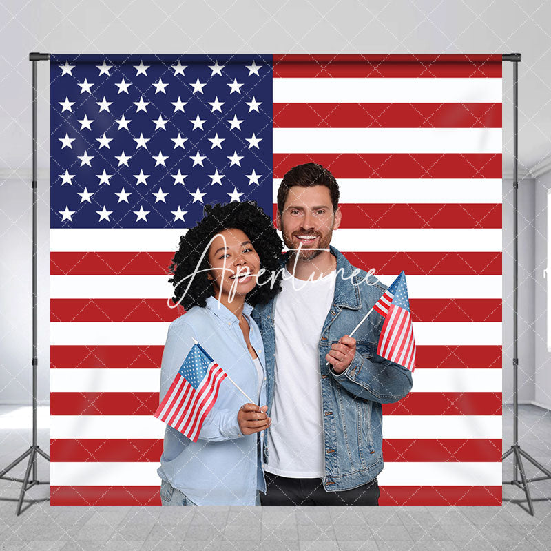 Aperturee - American Flag Custom Photo Independence Day Backdrop