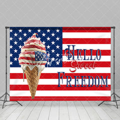 Aperturee - American Flag Ice Cream Hello Sweet Freedom Backdrop