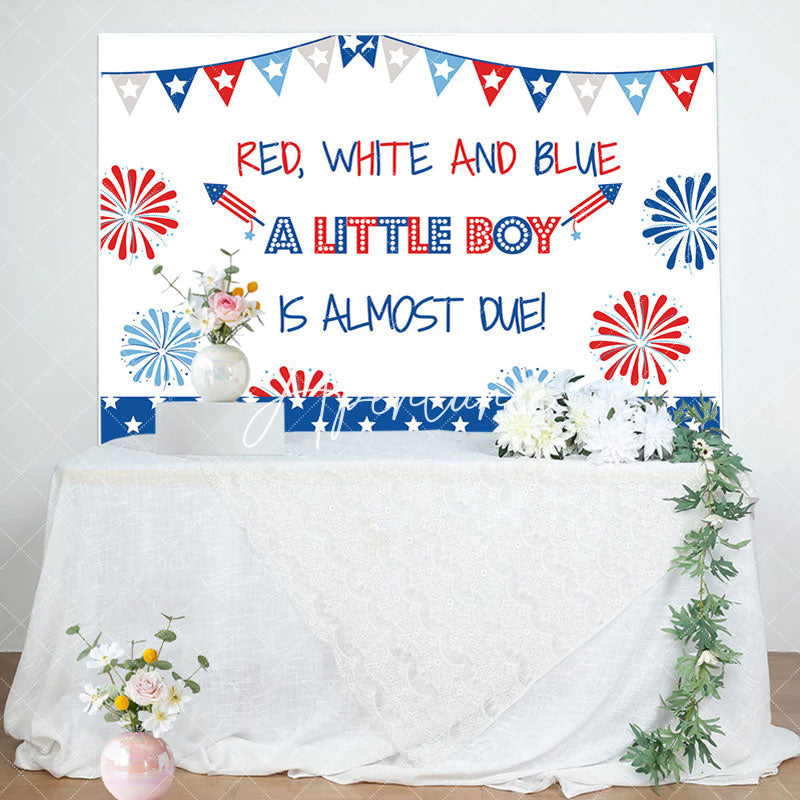 Aperturee - American Flag Little Boy Baby Shower Party Backdrop