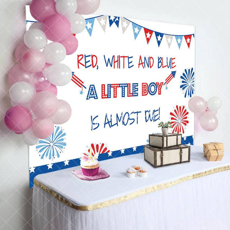 Aperturee - American Flag Little Boy Baby Shower Party Backdrop