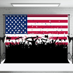 Aperturee - American Flag People Cheer Independence Day Backdrop