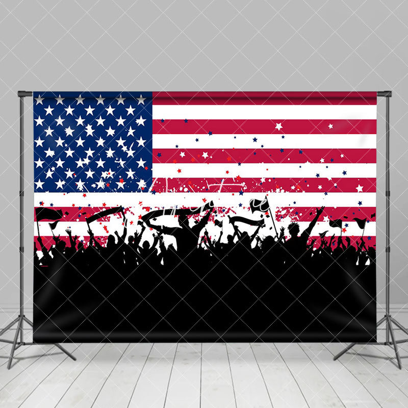 Aperturee - American Flag People Cheer Independence Day Backdrop