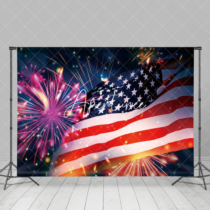 Aperturee - American Flag Spark Bokeh Independence Day Backdrop