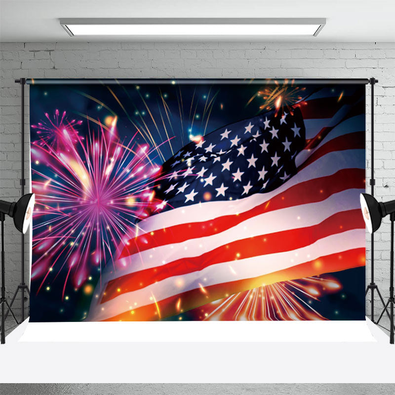 Aperturee - American Flag Spark Bokeh Independence Day Backdrop