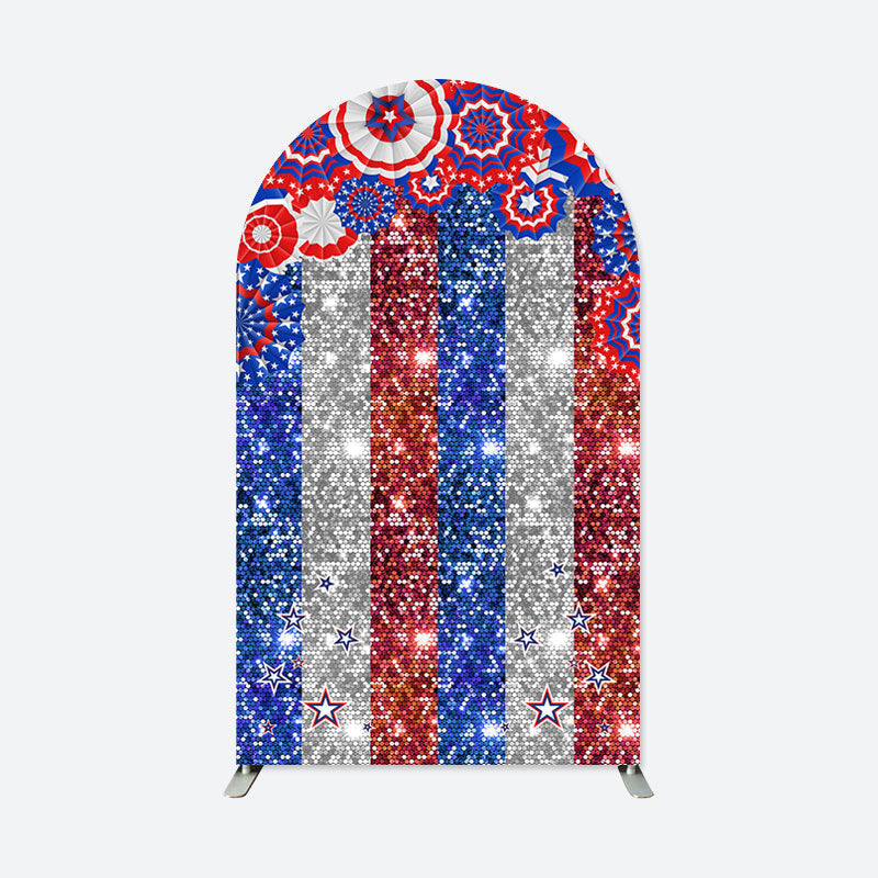 Aperturee - American Flag Sparkle Independence Day Arch Backdrop