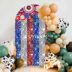 Aperturee - American Flag Sparkle Independence Day Arch Backdrop