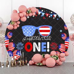 Aperturee - American Flag Sparkle Round 1st Birthday Backdrop