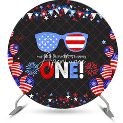 Aperturee - American Flag Sparkle Round 1st Birthday Backdrop