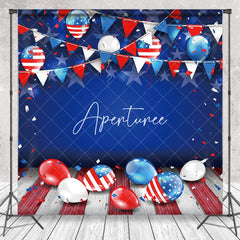 Aperturee - American Flag Stars Balloons Cake Smash Backdrop