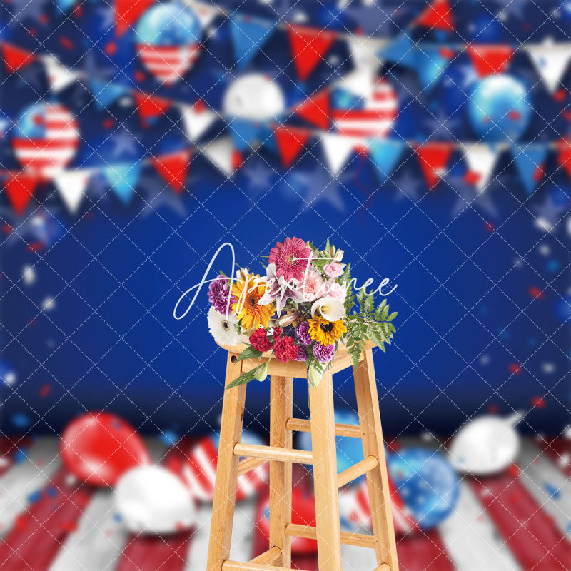 Aperturee - American Flag Stars Balloons Cake Smash Backdrop