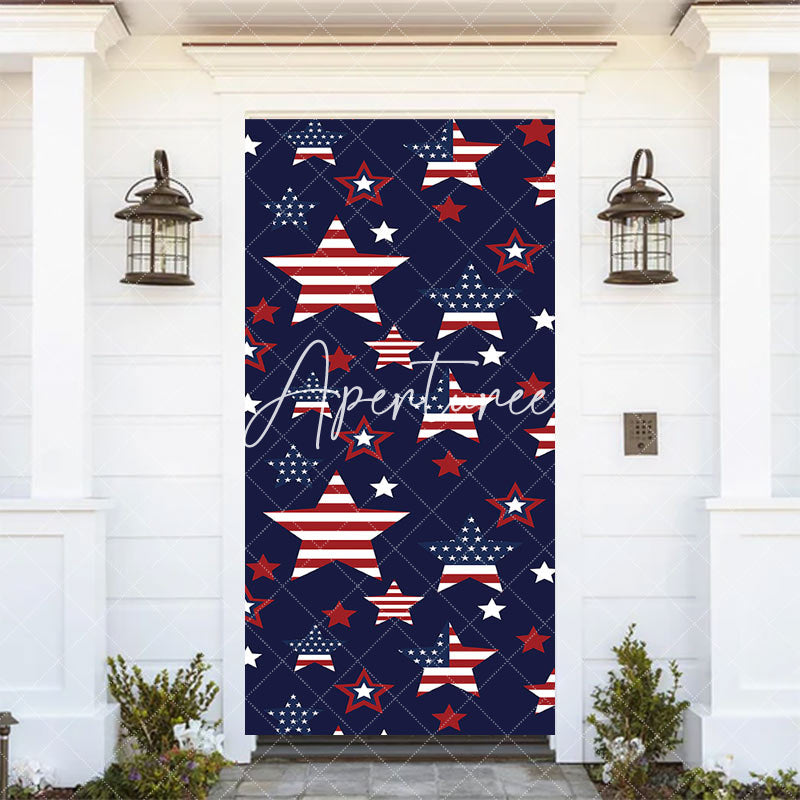 Aperturee - American Flag Stars Door Cover For Independence Day