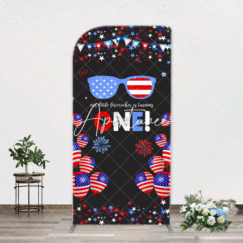 Aperturee - American Flag Stars Glasses Arch 1st Birthday Backdrop