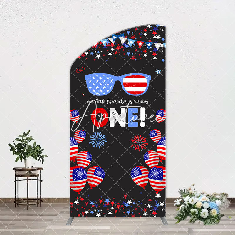 Aperturee - American Flag Stars Glasses Arch 1st Birthday Backdrop