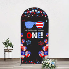 Aperturee - American Flag Stars Glasses Arch 1st Birthday Backdrop