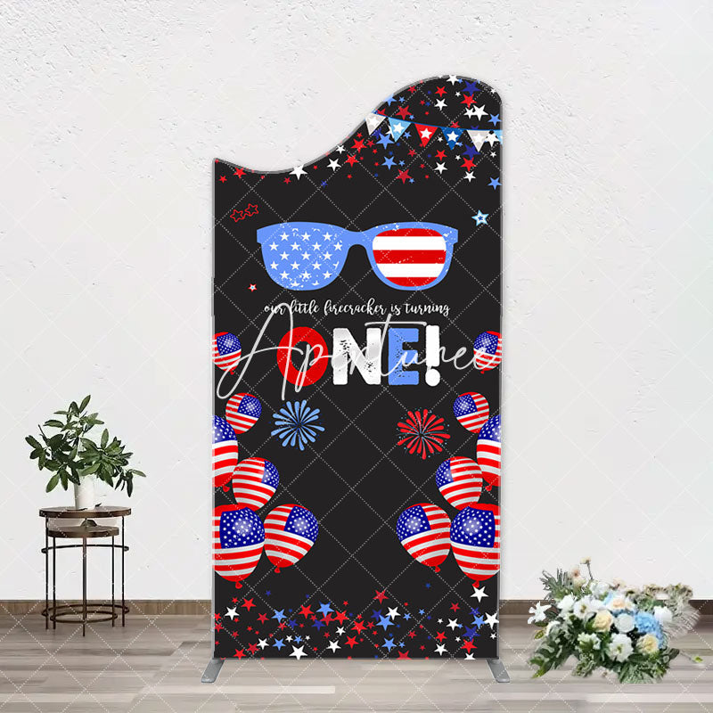 Aperturee - American Flag Stars Glasses Arch 1st Birthday Backdrop