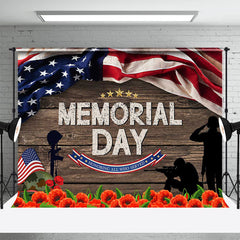 Aperturee - American Flag Wood Floral Star Memorial Day Backdrop