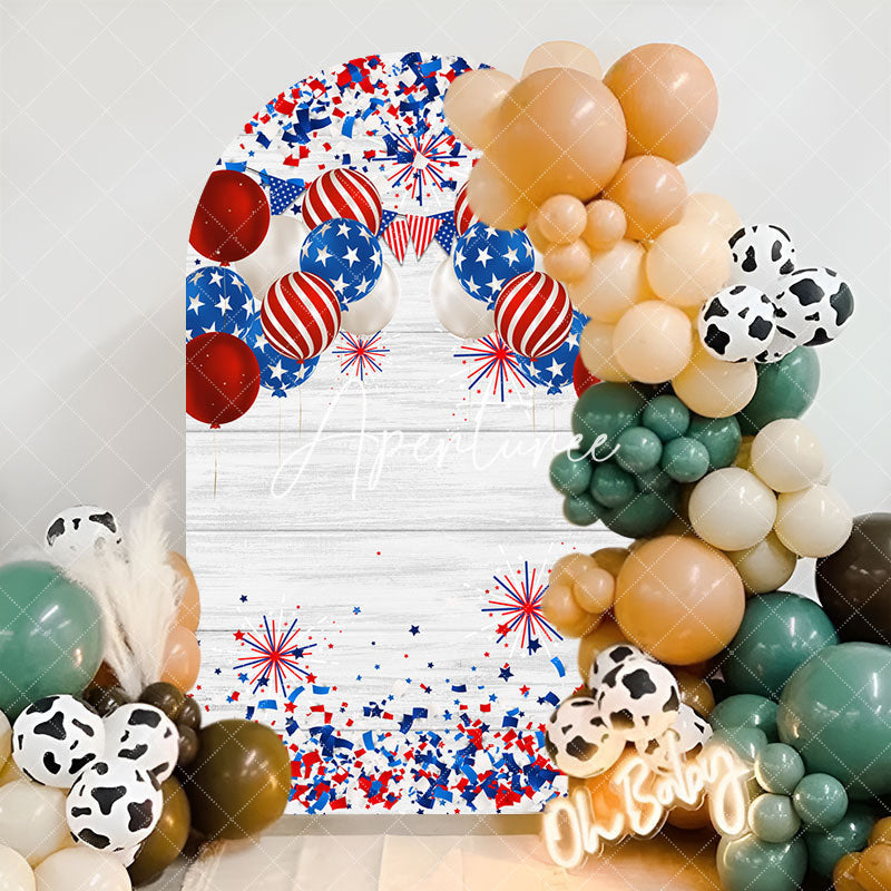 Aperturee - American Flag Wooden Independence Day Arch Backdrop