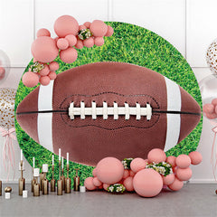 Aperturee American Football In Grass Sport Round Party Backdrop