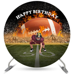 Aperturee American Football Theme Boy Player Round Birthday Backdrop