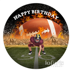 Aperturee American Football Theme Boy Player Round Birthday Backdrop